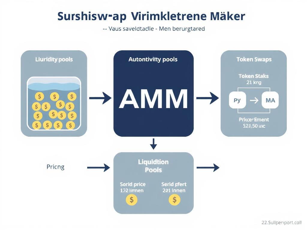 Schematische Darstellung des Automated Market Maker (AMM) von SushiSwap