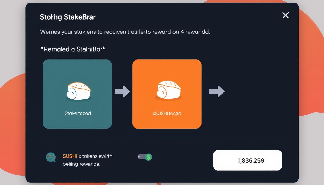 SushiBar Staking Interface mit xSUSHI Belohnungen und Staking-Details