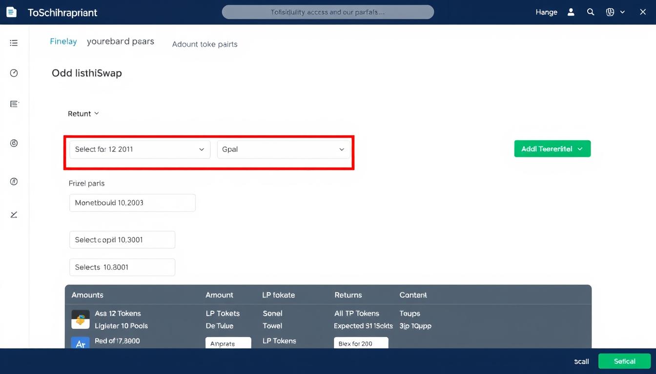 SushiSwap Liquiditätspool Interface zur Renditeberechnung und Hinzufügen von Liquidität