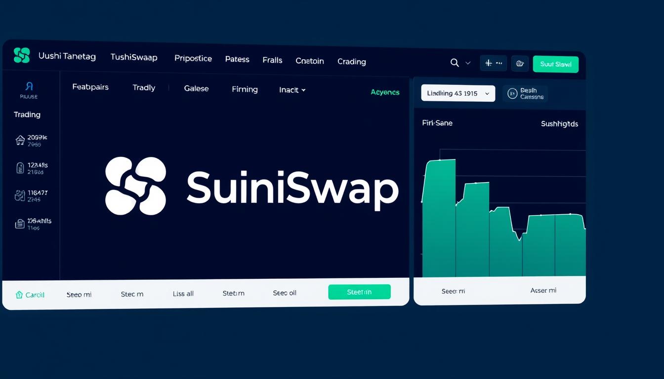 SushiSwap Plattform Übersicht mit Logo und dem zentralen Trading Interface